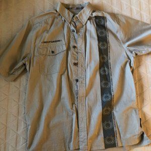 Harley-Davidson Button Down Short Sleeve Shirt With Skulls